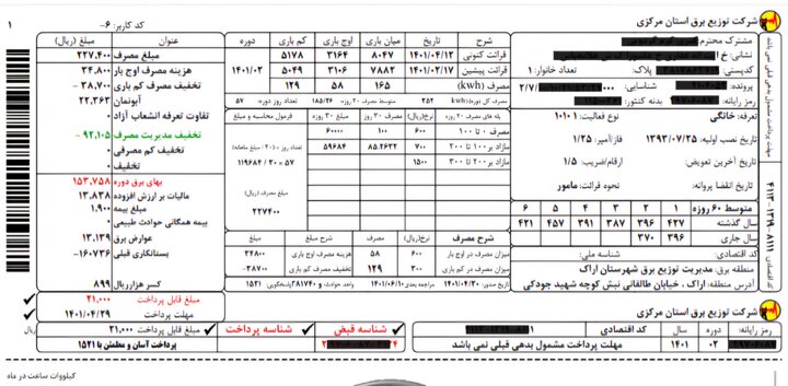 شفاف‌سازی قبوض برق خانگی؛ هر عدد در قبض به چه معناست؟