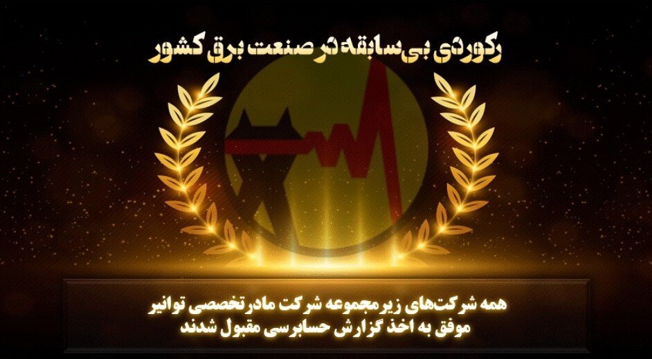 ثبت گزارش حسابرسی مقبول در عملکرد ۱۴۰۳ شرکتهای زیرمجموعه توانیر ثبت گزارش حسابرسی مقبول در عملکرد ۱۴۰۳ شرکتهای زیرمجموعه توانیر