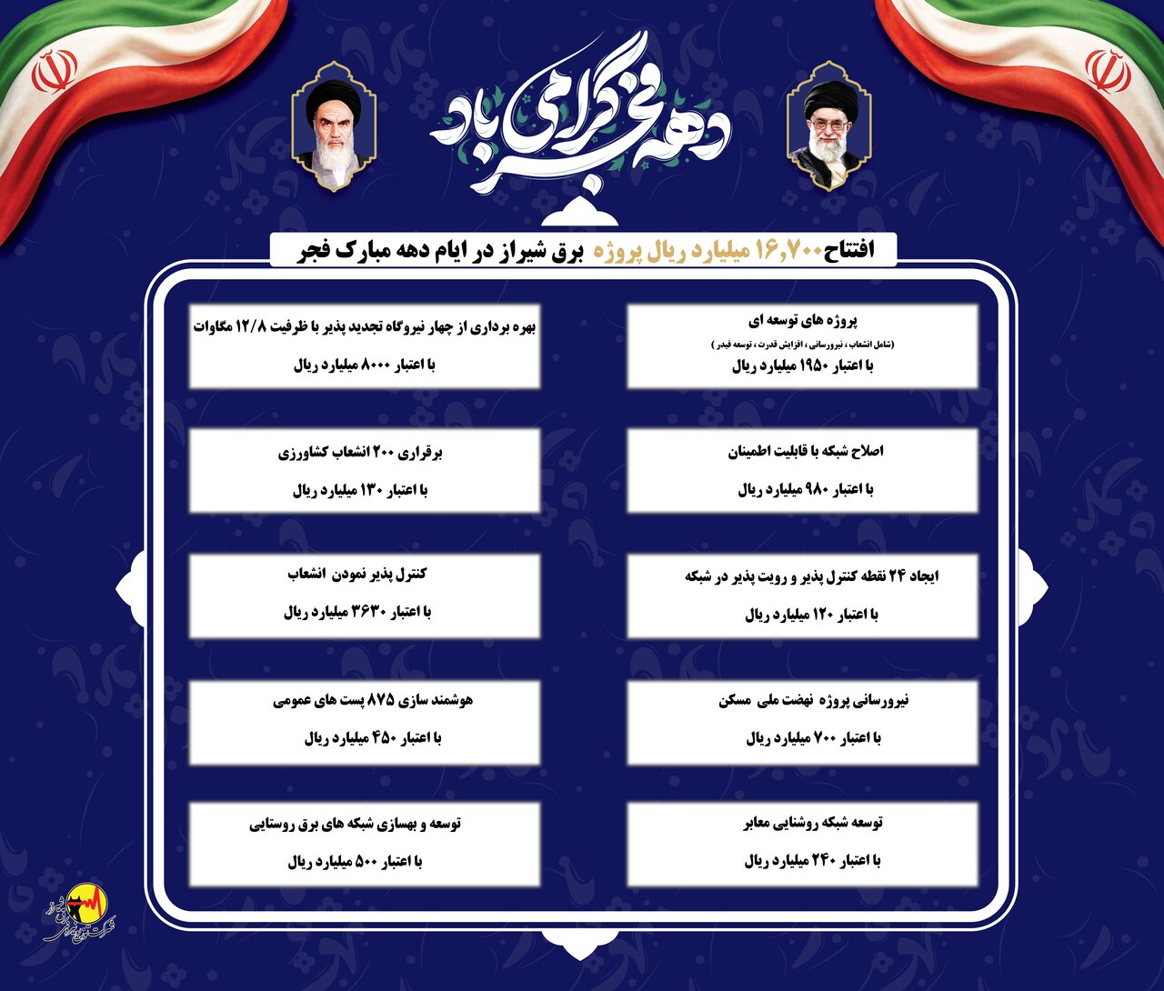 10 طرح صنعت برق در شیراز به بهره‌برداری می‌رسد