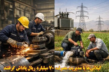 ۳۵۷۴ مشترک توزیع برق گیلان ۷۰ میلیارد ریال پاداش گرفتند